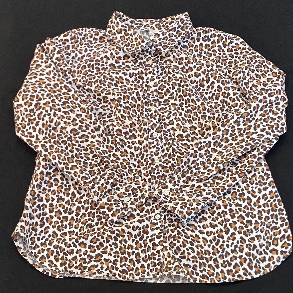Talbots Women's Leopard Print Button Down Shirt